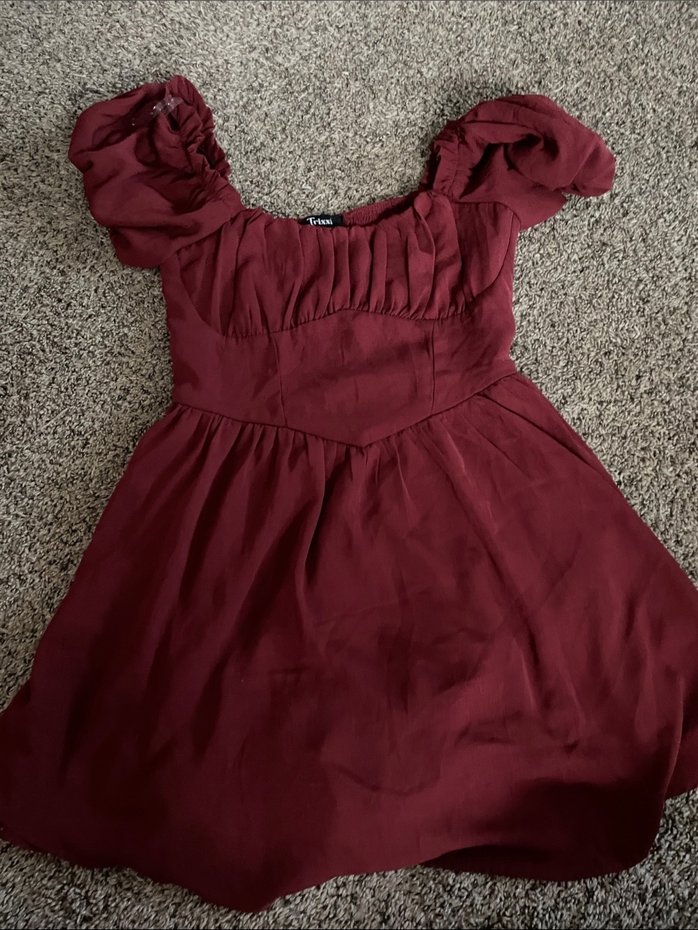 Trixxi Girls' Burgundy Puff Sleeve Dress